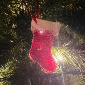 Hand crafted Resin stocking Christmas Ornament.
